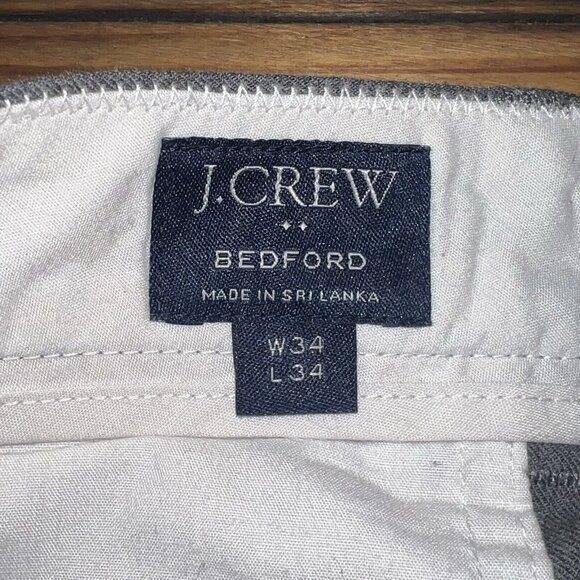 J. Crew Bedford Business Casual Mens Pants Size 34x34 Grey Solid Pockets Work - Picture 3 of 8